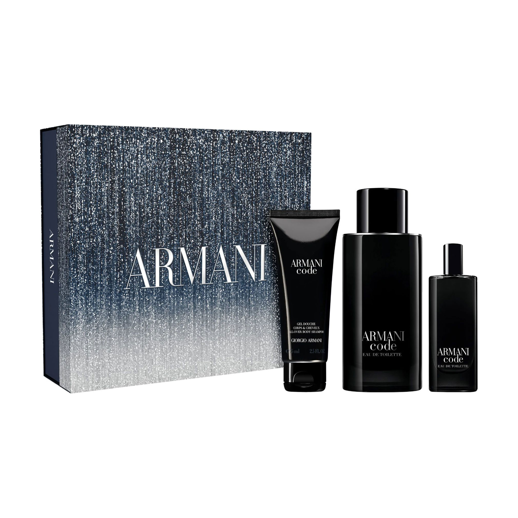 Парфумований набір чоловічий Giorgio Armani Armani Code (гель для душу, 75 мл + туалетна вода, 125 мл + туалетна вода, 15 мл)